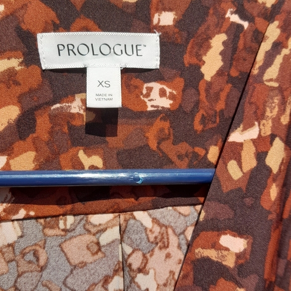 Prologue Brown Abstract Print Wrap Blouse XS - Picture 2 of 5